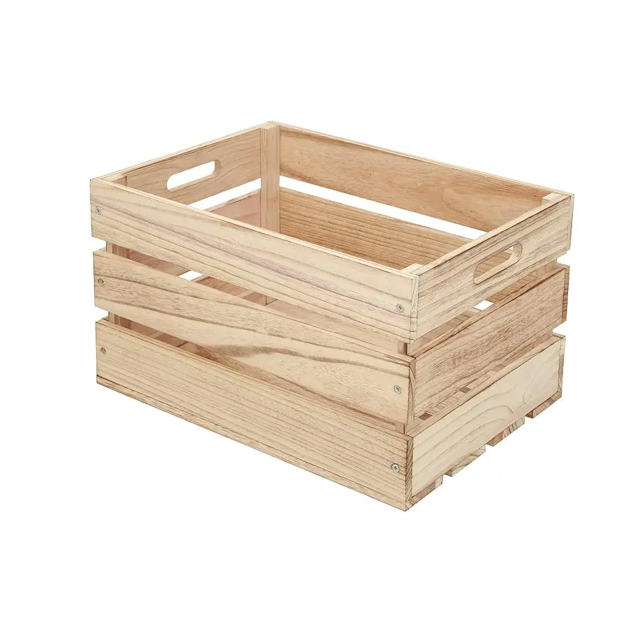 1 Pack Large Wood Crates Box,16x12x9.5 In DIY Wood Storage Box(Unassembled) Unassembled Nesting Wood Boxes with Handles for Display Rustic Decor DIY Office Home Retail Art Craft