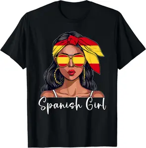 100%cotton Spanish Souvenirs Products Woman Flag Girl Spain T-Shirt