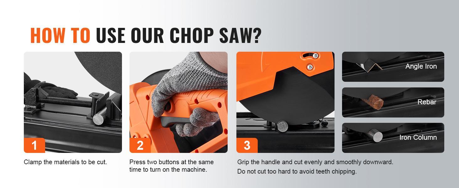 VEVOR Abrasive Chop Saw, TikTokShopBlackFriday, 14"/355mm Blade Diameter Cut Off Saw, 2300W 3600RPM Steel Cutting Machine, 0-45° Adjustable Angle Miter Saw for Cutting Metal Cutting Chop Saw for Steel/Rebar/Iron/Aluminum