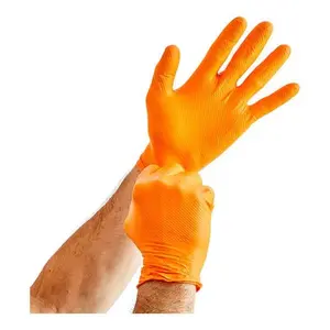 8 Mil Diamond Large Gloves Box 100 Orange Nitrile Disposable Gloves Thick 8 Mil Material Resists Wear And Tear for Extra Protection