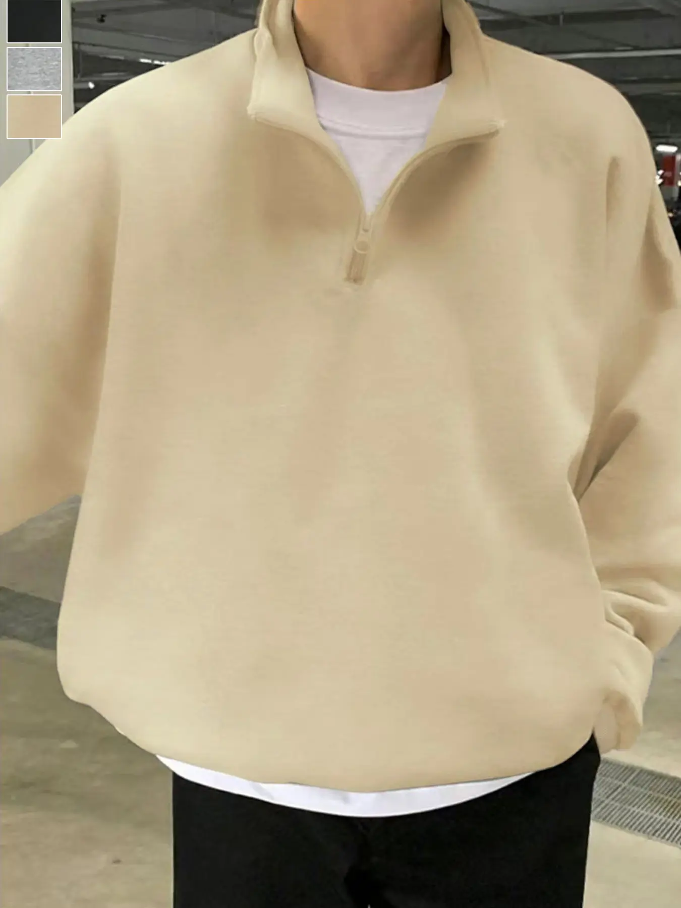 Classic Men's Half-Zip Pullover Sweater, Soft Breathable Fabric, Casual Fitted Design, Perfect for Daily Wear & Office Layering