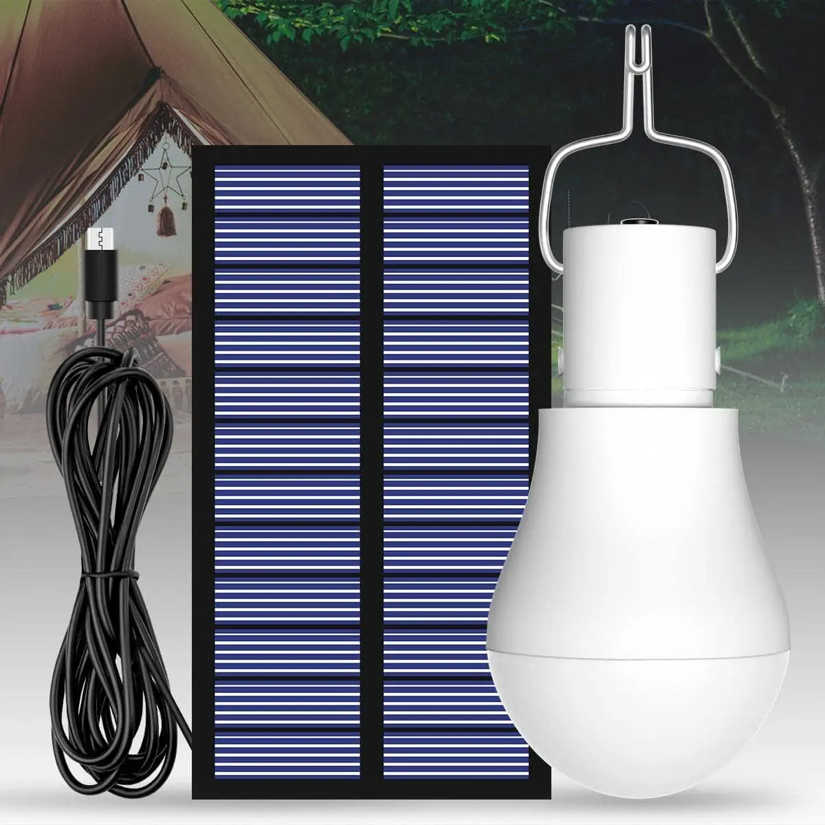 15W Solar Light Bulb, Portable Outdoor Light with Multiple Charging Modes, Long-lasting Emergency Light For Home Outdoor Camping Fishing, Rechargeable Light Bulb, Rechargeable Bulbs