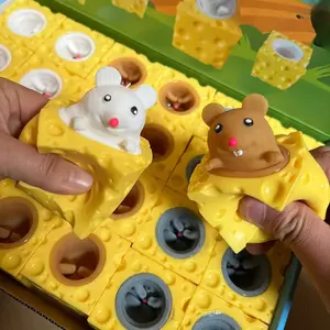Squeeze Mouse Squishy Toy Cheese Stress Ball Squishy Rat Cheese Fidgets Squishy Mice Toy Stress Novelty Toy for People Best GIft