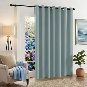 Door Curtains for, Blackout Thermal Insulating Privacy Vertical Blinds for Large Window Living Room Bedroom Drop Cloth Closet Divider, W 100 x L 84 inches, Dusty Blue