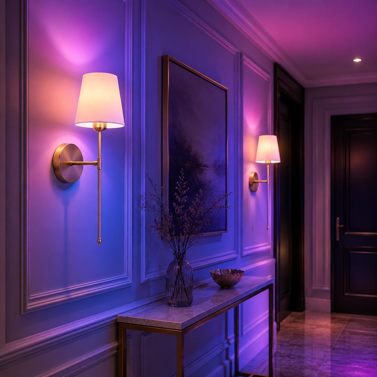 2-Piece Wireless Rechargeable Wall Sconce Light Set - Battery-Operated Ambient Dimmable LED, RGB & Multicolor Lamp with Remote for Bedroom Wall Decor