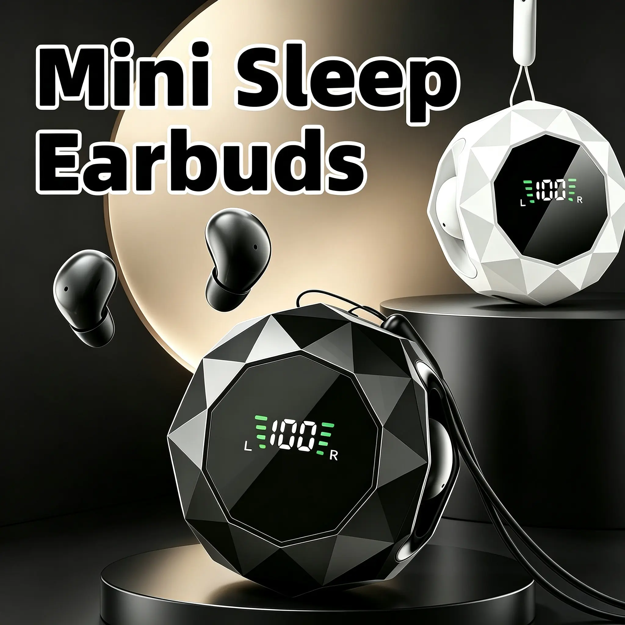 In-Ear Wireless Mini Sleep Headphones - Soft Skin-Friendly Material, Pressure-Relieving for Long-Time Wear, Side-Sleep Ear-No-Squeeze Design, Clear Immersive Audio, Real-Time Battery Percentage Display, Ideal for Bedtime Podcasts & Relaxation