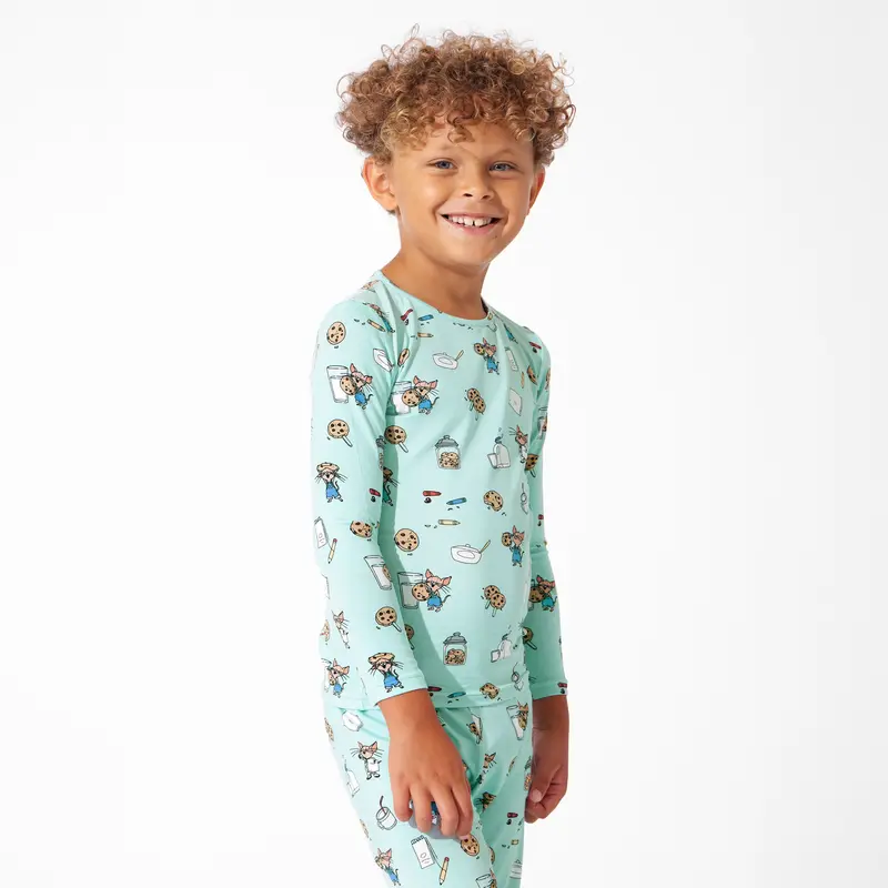 BELLABU BEAR Toddler Boys' 2-Piece Long-Sleeve Bamboo Soft Breathable Pjs - If You Give a Mouse a Cookie Cartoon Animal Graphic Cute Storytime Sleepwear Sets