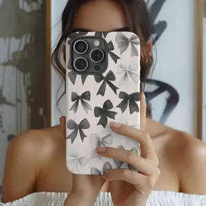 MagSafe Coquette Black and White Bow Phone Case Premium Film 2 in 1 Phone Case - Durable, Shock Absorbing and Stylish Protection - Compatible with iPhone 16, 15, 14, 13, 12, 11, Plus, Pro, Pro Max, Perfect birthday gift for friends.