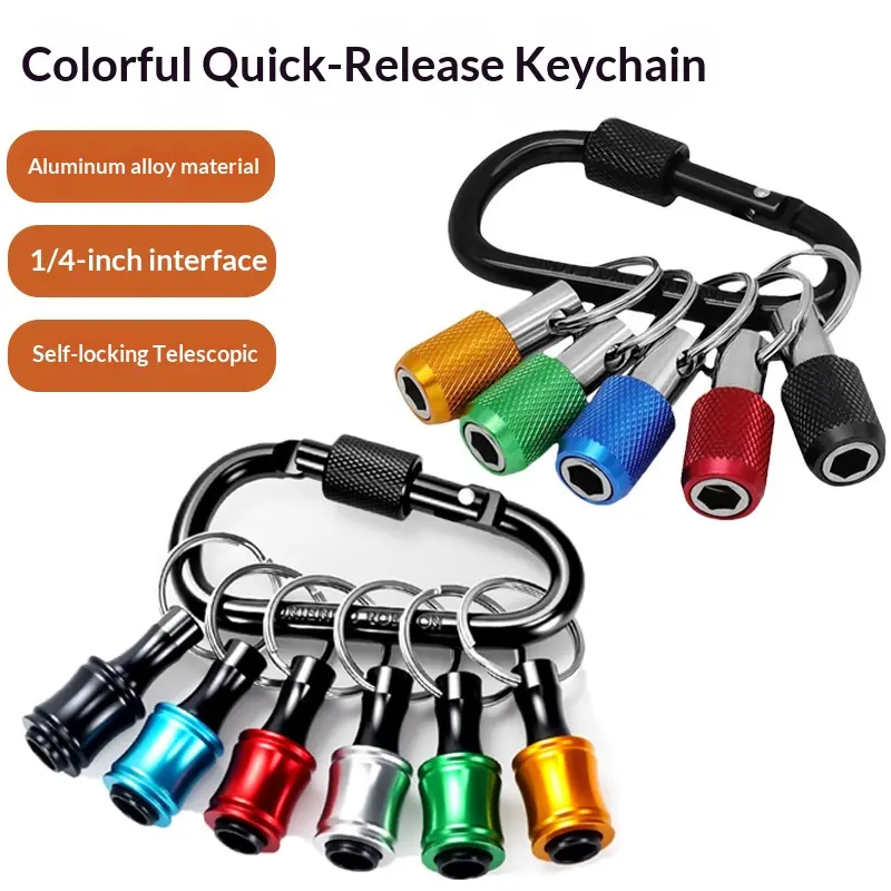 Multitool Accessory Set (6-Piece) - Colorful Keychains, Carabiner Clips, Quick-Change Connecting Rods, Extension Rods, Quick-Change Sockets