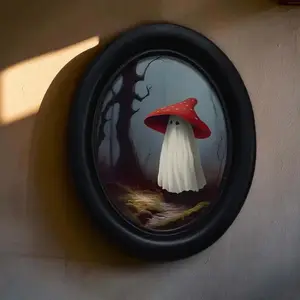 Vintage Art Style Ghost Mushroom Head Wall Decor, Indoor Decoration, Perfect for Halloween Christmas Thanksgiving Home Office Decoration, Room Ornament