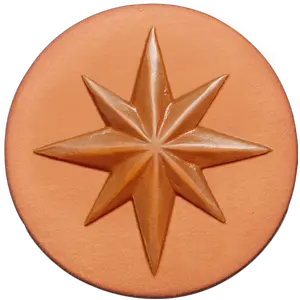 021 Christmas Star Rycraft 2" round Cookie Stamp with handle and glaze, for decorating cookies and fondant as well as paper and clay crafts. Handmade in the USA since 1968.