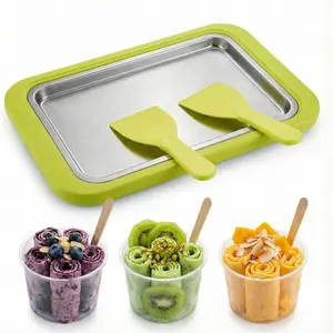 Stainless Steel Multi-Color Yogurt Maker, Self-Mixing Ice Plate, Includes Two Small Spoons, Parent-Child Interaction, Quick Non-Electric Ice Maker