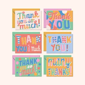 SWEETZER & ORANGE Fun Thank You Cards with Envelopes - Blank Thank You Cards for Handwritten Messages - Set of 24 with Color Envelopes