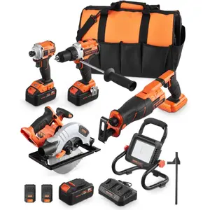 VEVOR Tool Combo Kit, 12V Max Cordless 2 - Tool Combo Kit, with 3/8 in Drill, 1/4 in Impact Driver, Compact Cordless Power Tool Combo Kit with 2.0 Ah Batteries, Screws, One Charger, and One Cloth Bag