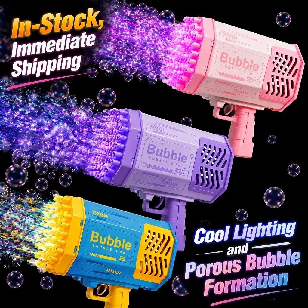 Bubble Machine, Bubble Gun for Kids, 69 Hole Bubble Blower with LED Lights for Outdoor Parties, Beaches, Birthdays & Family Gatherings