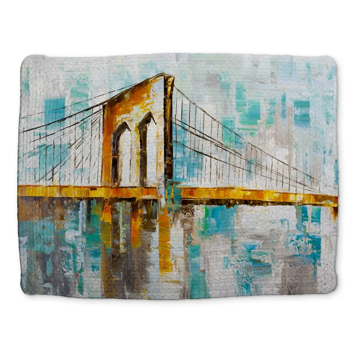 360 stand Braided Polyester Placemat - Modern, Stylish Brooklyn Bridge Brown Cities Design, 14x18 in, Traditional Home Decor Kitchen Tableware, Model CBPM141872N6P7