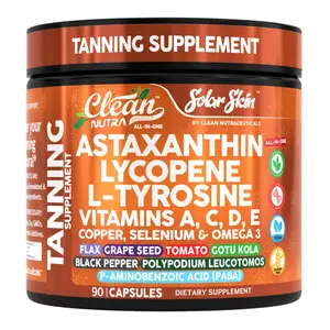 Clean Nutra Astaxanthin, Lycopene, L-Tyrosine, Vitamins A+C+D+E, Copper, Selenium, Omega 3 and More for Glow, Tanning & Skin Support Capsules – SolarSkin