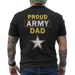 Fire Fit s Proud Army Dad US Army Dad Shirt, Fathers Day Cotton 100% Classic Fit Short Sleeve Crew Neck, Daily Casual Cotton Menswear