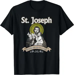St Joseph Tshirt - Saint Shirts - Father's Day Shirt T-Shirt Pure Cotton Graphic Tees Menswear Top: Gifts for Men & Women