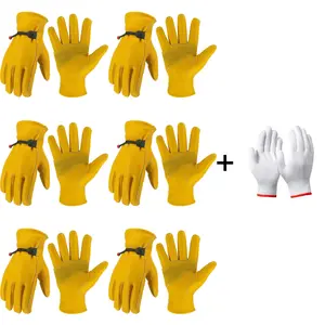 PAKNADA 6-Pair Goatskin Leather Work Gloves – Soft Leather, Durable Grip, Safety Work Gloves for Construction & Outdoor Use