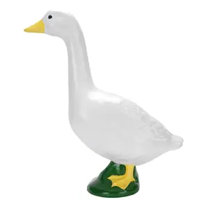 Garden Goose Statue Goose Outdoor Sculpture Resin Lifelike Large Size White Goose Sculpture Ornament for Pool Yard Outdoor Decor
