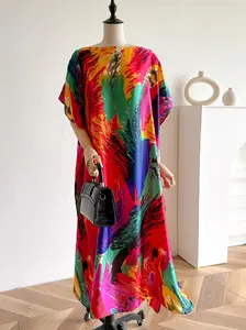 Women's Colorful Random Print Long Scarf, Fashionable Lightweight Silky Feel Shawl for Daily Wear, Casual Versatile Scarf for Women, Casual Boho Bohemian Dress