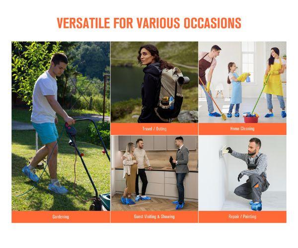 70 Pack Disposable Shoe Covers Non Slip Waterproof, CPE Booties with Compact Tear Off Roll, Indoor Shoe Covers for House Cleaning, Open House, Construction, One Size