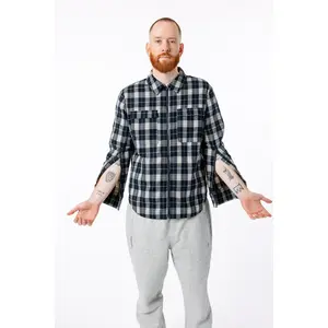Denim Plaid Adult Full Zip Arm Access Shacket