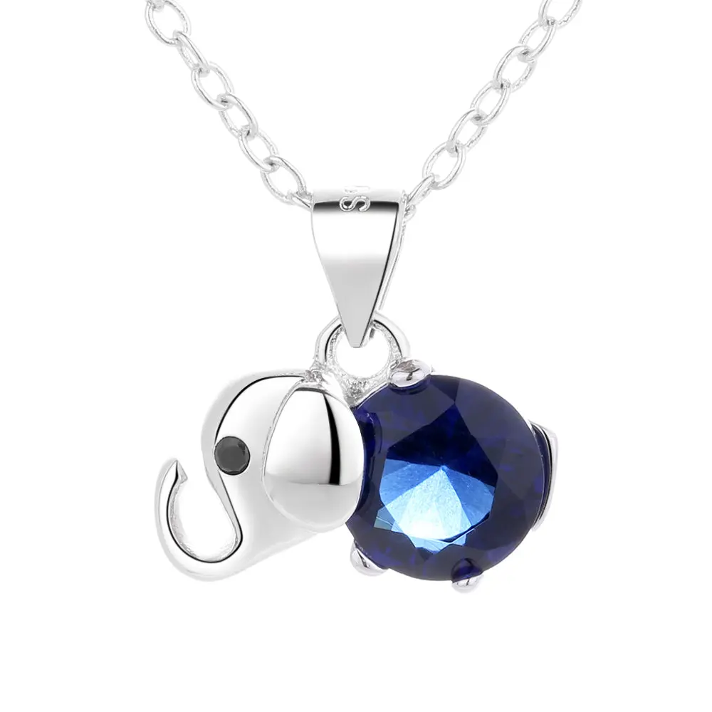 Sterling Silver Gemstone Elephant Pendant Necklace
