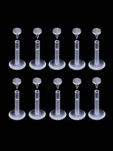 10pcs Bulk Acrylic Push in 16g 1.2mm Labret Ring Bar, Bioflex Monroe Lip Stud, Ear Tragus Clear Retainer, All Seasons, Casual Style
