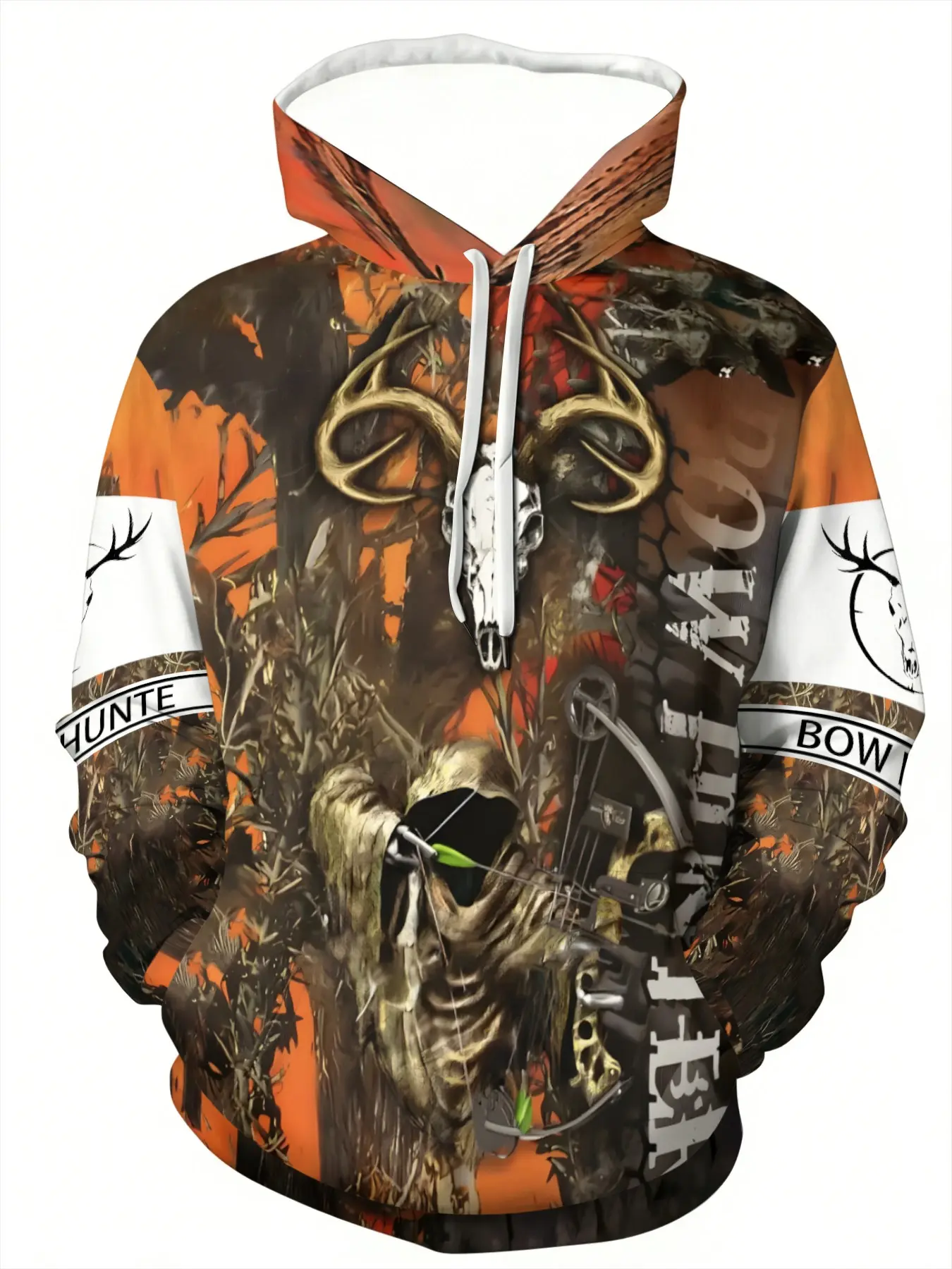 Men's Vintage Hunting Hoodie, Full Zipper Outdoor Camping Sweatshirt, Drawstring Hat, Casual Pullover for All Seasons, Casual Streetwear Hoodie, Casual Sporty Hoodies, Graphic Hoodie Sweatshirt