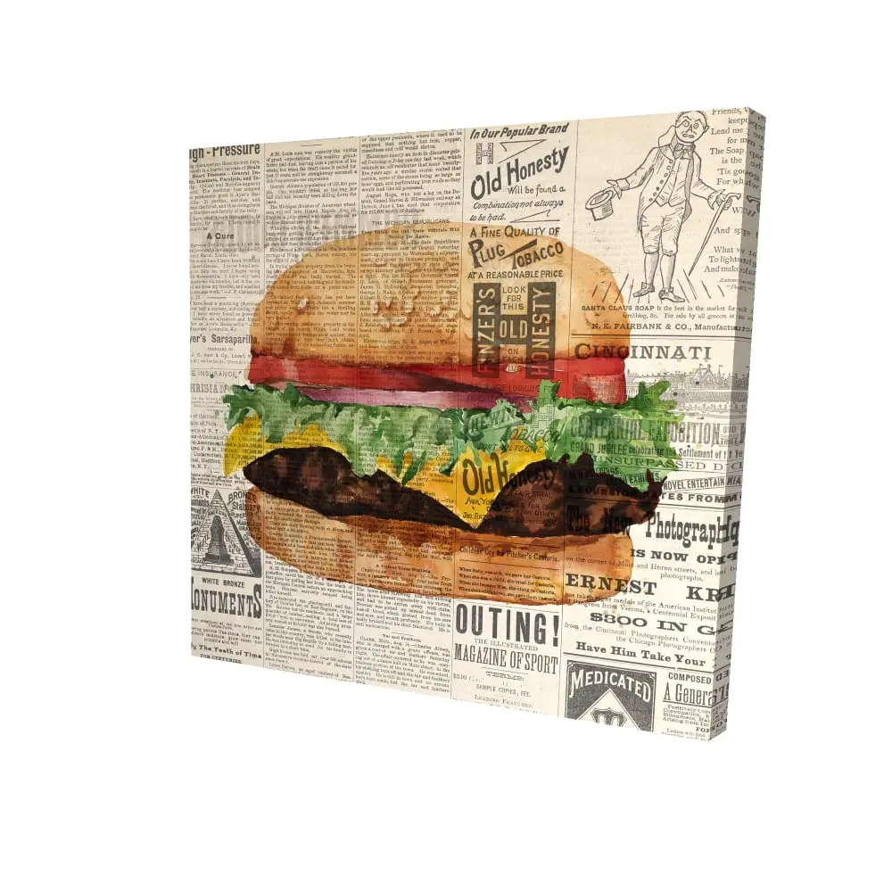 212 MAIN Retro Burger Vibrant High-Def Photo Print - 24x24 in Unframed Wall Art, Vintage Poster, American Dining Room Decoration for Food Enthusiasts (2080-2424-GA78-1)