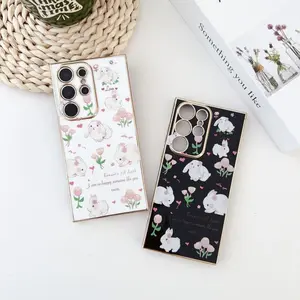 Cute Rabbit Pattern Phone Case, 1 Count Electroplated Soft Phone Case, Decorative Phone Protector Cover for Samsung Galaxy S20 S21 S22 S23 S24 Series