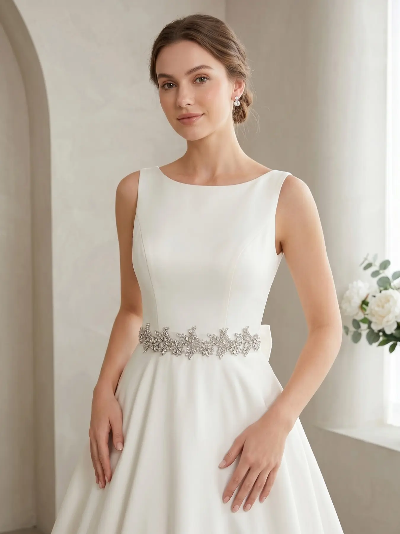 Luxurious Handmade Bridal Belt, Rhinestone Leaf Design Evening Gown Accessory, Elegant Wedding Dress Waist Chain, Bridesmaid Party Decorative Belt, Rhinestone Decorated Belt, Belts For Dresses