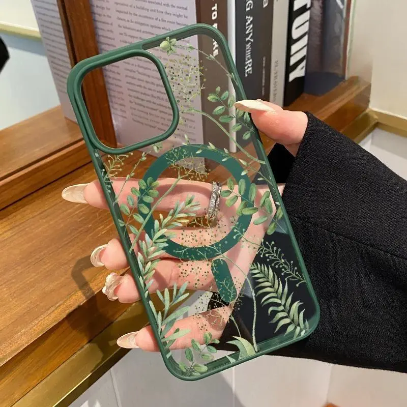 Forest Full of Stars Pattern Magnetic Smartphone Casing, Durable Wireless Charging-Supporting Protector for iPhone 11-17, Pro Max, Air, XR, XS Plus, Shockproof Non-Slip Silicone Transparent Acrylic Cell Phone Accessories Cover