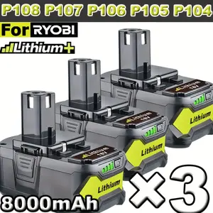 (BUY 2 GET 1 FREE) 8Ah For RYOBI P108 18V One Plus High Capacity Battery 18Volt Lithium-Ion,Buy and get free activity