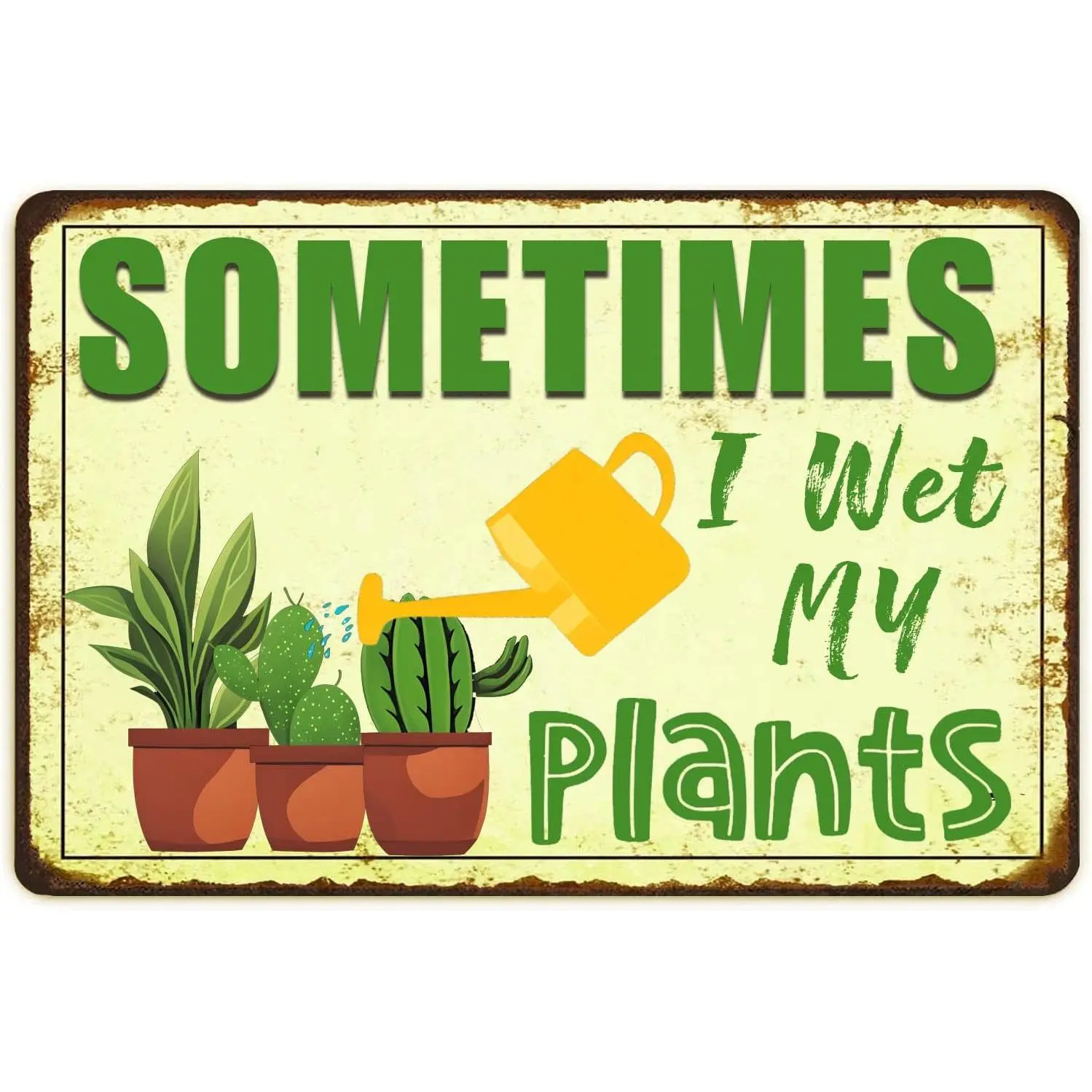 Vintage Retro Tin Sign - Eco-Friendly Steel Decorative Plaque, Artistic Home Accessory, Garden Signs for Outside Gift for Plant Lovers Women - "Sometimes I Wet My Plants" Outdoor Wall Decor