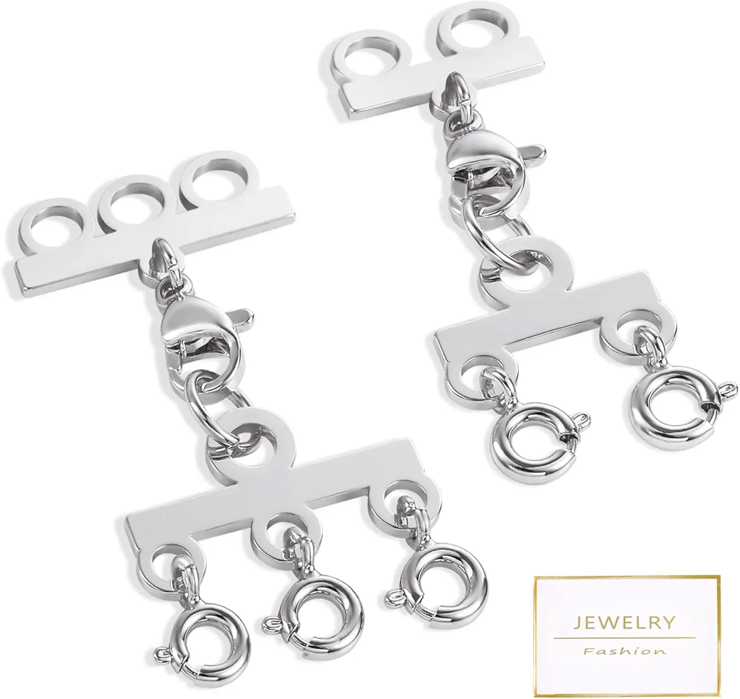 Silver Necklace Separator for Layering Necklace Layering Clasps Connectors for Multiple Necklaces（2 PCS）