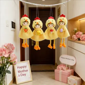 Easter Decor Chick Egg Ornament with Carrot Pendant, Plush Handmade Cottage Style with 3D Details, Ideal for Home Decoration and Gifts