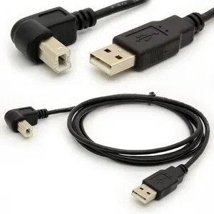 1.5M USB to Printer Adapter Cables 90  USB 2.0 A Male to B Down Angle Plug Converter Lead 480Mbps High Speed Adaptor Scanner Extension Cord (Down)