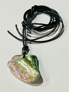 Sterling silver .925 Abalone Shell on Genuine Leather cord