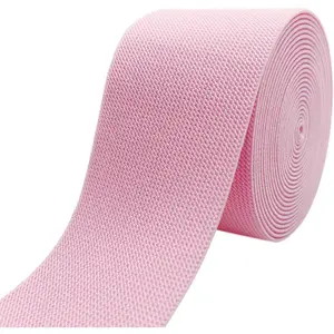 Pink Knit Elastic Band 3 inch 5 Yards Double-Side Twill Woven Elastic Heavy Stretch Elastic Spool for Sewing Pants Waistband, Wigs, Skirts, Craft DIY Projects
