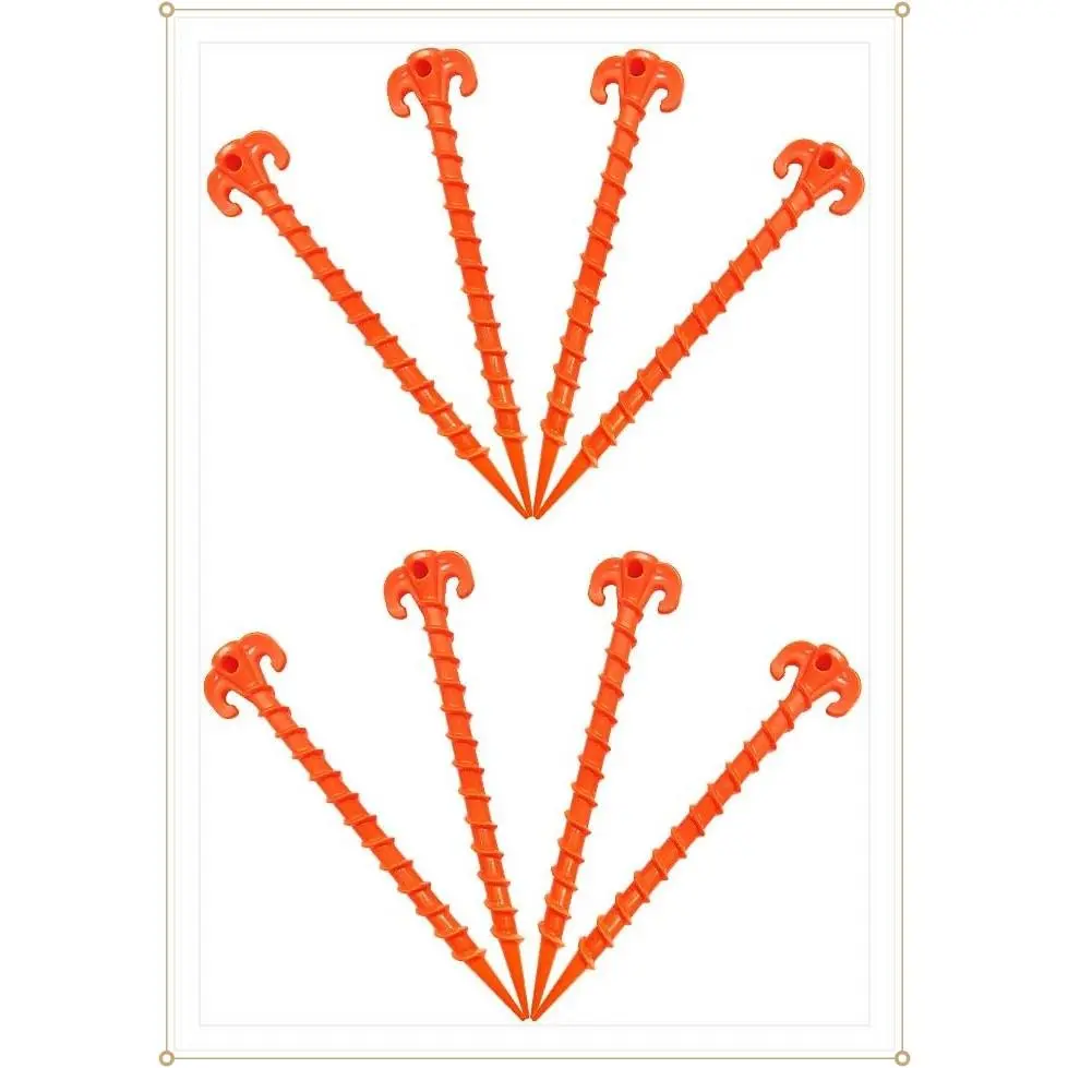 Beach Tent Stakes Canopy Anchors Canopy Stakes Heavy Duty Screw Shape 10 inch - 8 Pack OrangeGift