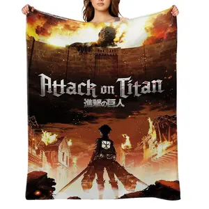 Attack-on-Titan-Flannel Throw Blanket for Girls Boys- Ultra Soft, Anti-Shrink & Wrinkle-Resistant ,Quick-Dry, Machine Washable Cozy Throw ,Perfect Gift for Kids Adults A-17