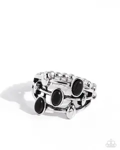 In The Friend STONE - Black Stone Silver Ring - Paparazzi