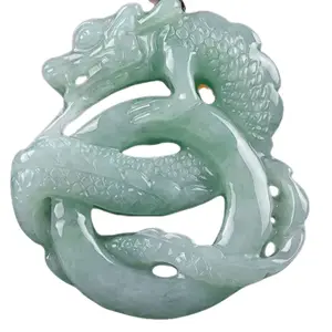 Natural A-grade Jade Dragon Pendant, Elegant Zodiac Dragon Pendant, Ice Jade Men's Pendant