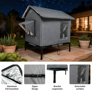 Indoor and outdoor cat house dog house oxford cloth belt bracket pillow-top mat windproof rain proof cold protection stray animal four seasons shelter