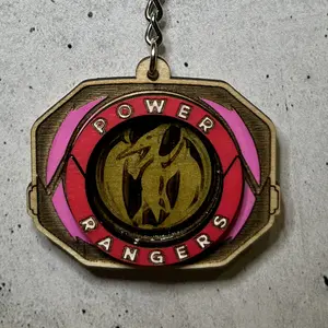 Mayans TCG Mighty Morphin Emblem Ranger Keychain - 2" Height, Hand Painted, Acrylic Resin Filled, Seafood for Water Resistance & Durability