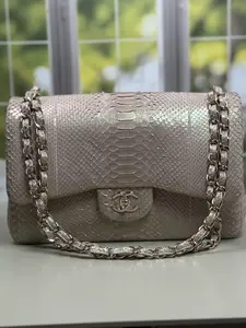 Pre-owned CHANEL LEATHER Shoulder Bags PREOWNED CLASSIC FLAP JUMBO PYTHON LEATHER