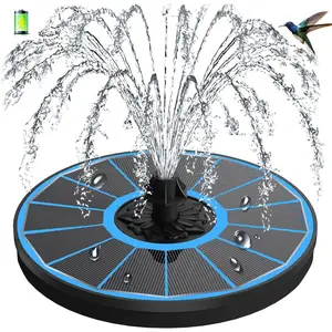 3.5W Solar Fountain with  - Work  Cloudy Days - Upgrade Glass Panel Solar Bird Bath Fountain, Hummingbird Water Feature Pump with 7 Nozzles, 4 Fixed Pipes for Garden, Pool, Pond